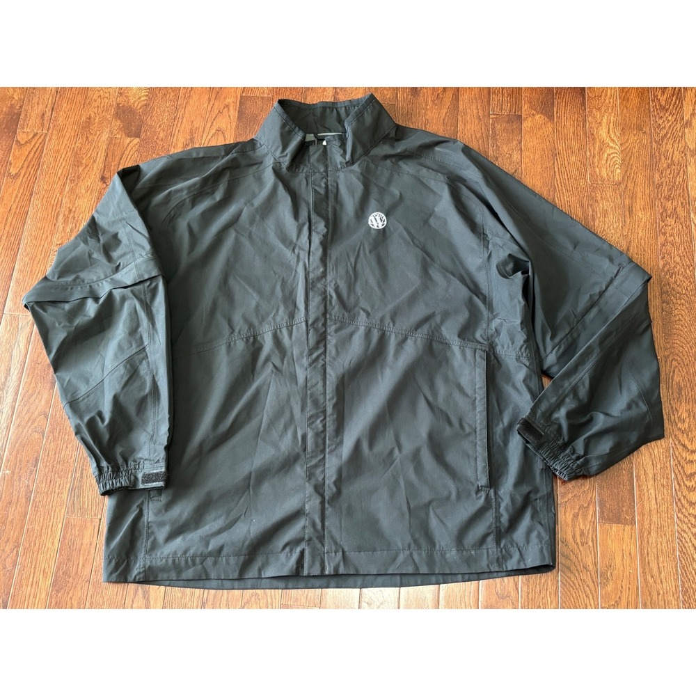 FootJoy DryJoys Mens 2XL Black Golf Rain Jacket Convertible Sleeves Full Zip